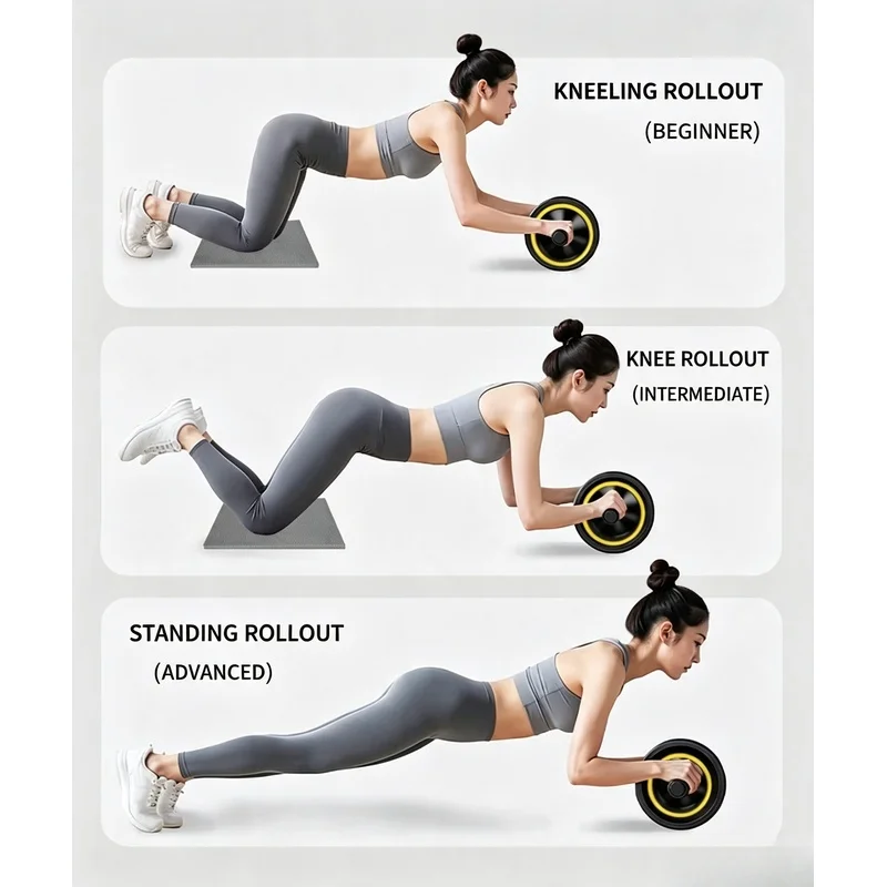 Non Slip Ab Roller Wheel Abdominal Core Training Durable Home Gym Fitness Equipment Men Women