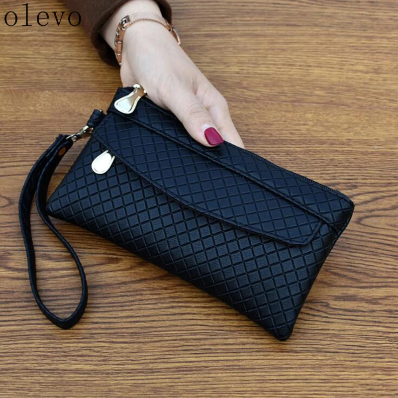 Neue Schlichte Damen-Clutch Geprägte Karierte Kleine Tasche Münzbörse Kartentasche Tragbare Lässige Große Kapazität Geldbörse Wasserdicht