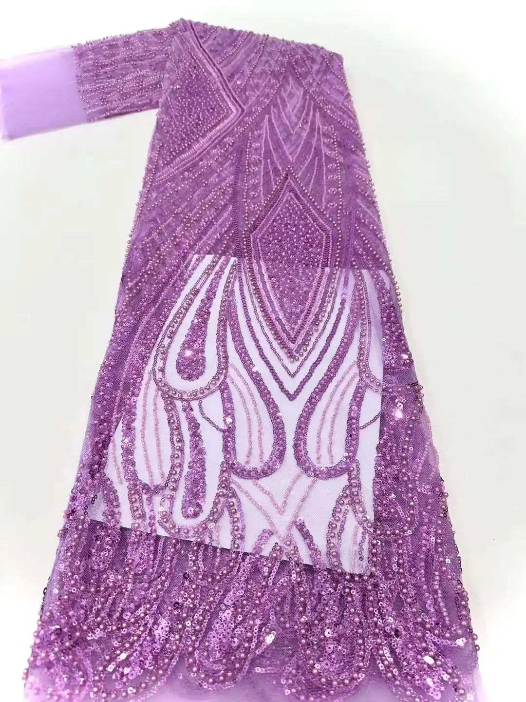 African Lace Fabric 2024 High Quality Sequins Lace Material French Beads Lace Fabric For Nigerian Wedding Party Sewing ShiT