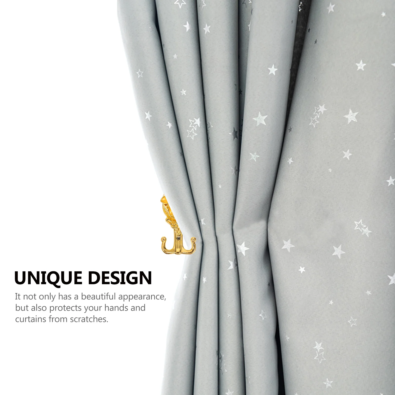 قطعتان من خطافات الستائر، خطافات زخرفية أنيقة مثبتة على الحائط للستائر والأشياء الصغيرة مثالية لغرفة المعيشة وغرفة النوم #5