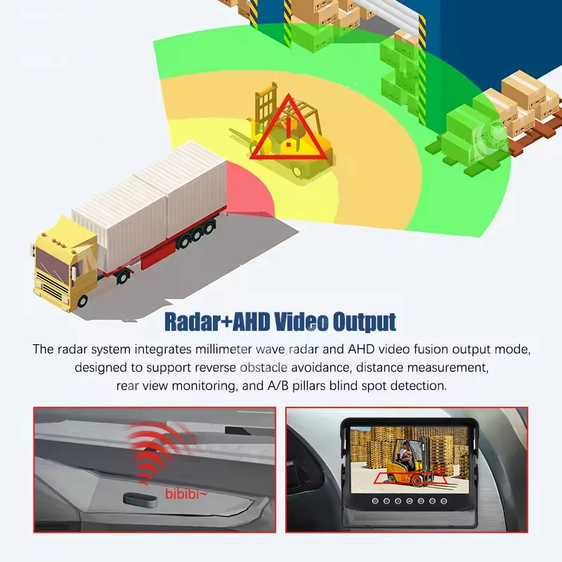Waterproof Metal Screen Truck Backup Radar 24GHz Anti-Collision System With IP67 Rating For Heavy Duty Vehicles In Rain/Snow