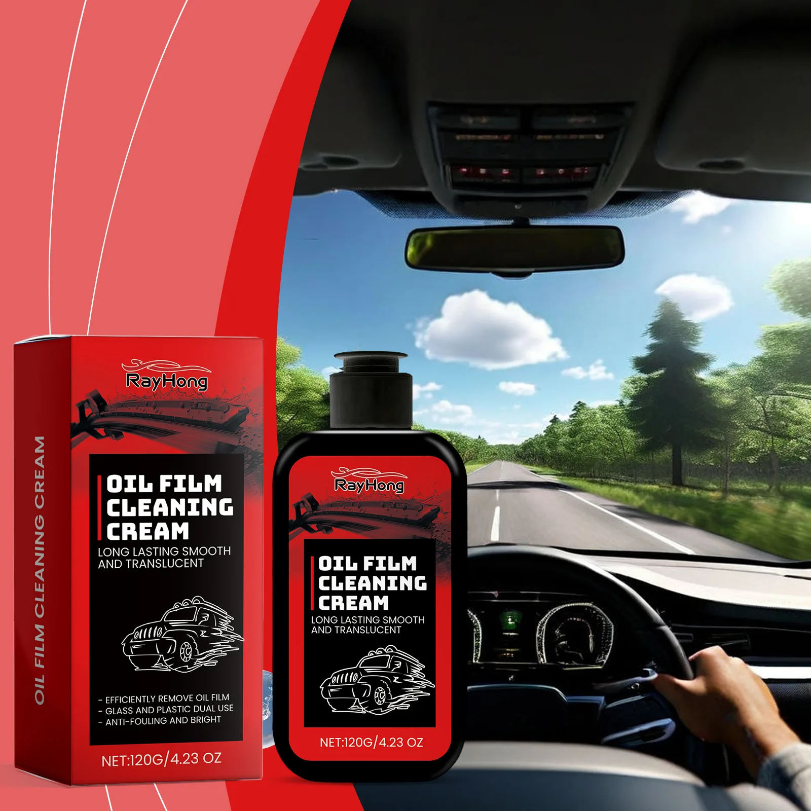 Car Glass Cleaner Glass Cleaning Windshield Hydrophobic Coating Rain Stain Cleaner Degreasing Clear View Glass Oil Film Remover