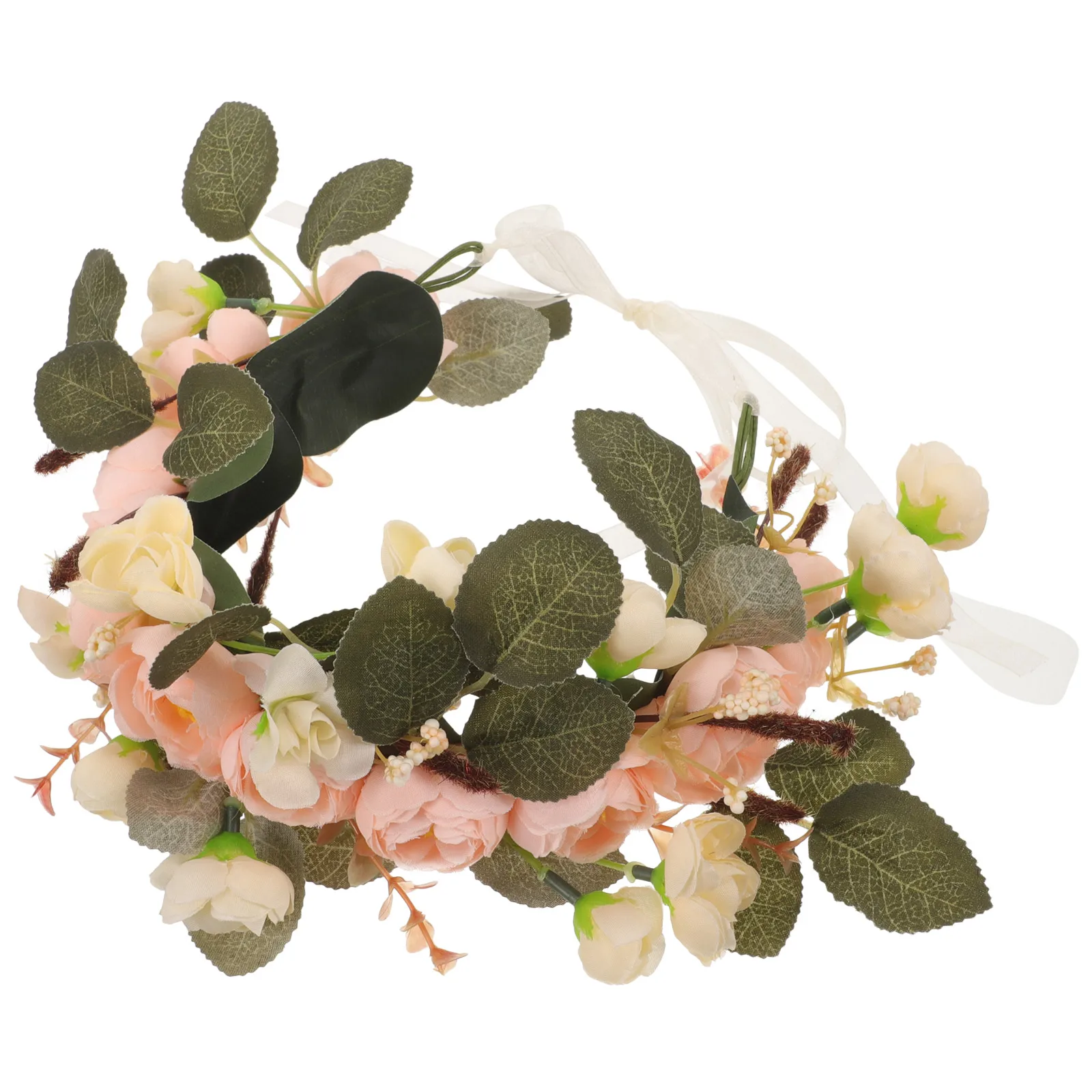 

Rattan Rose Wreath Crown Headdress Women Headpiece Bride Adjustable Hairstyle Wedding Party Accessories Holiday Photo