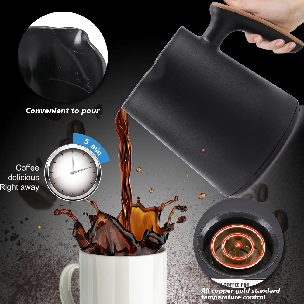 New Arrival Mini Electric Coffee Pot 250ML 600W 220V Portable Espresso Maker Multifunctional Tea Brewer Household Office
