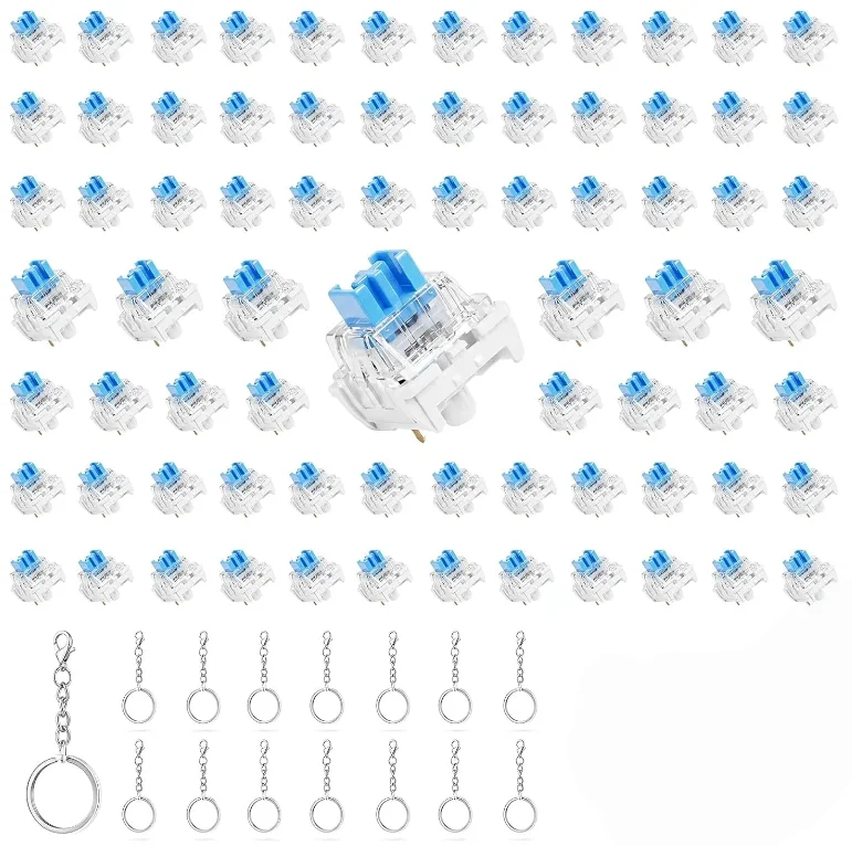 50 Stück Tastatur-Klicker für 3D-Druck, staubdicht, 3-Pin blaue mechanische Tastaturschalter für 3D-gedruckte Clicker-Fidgets