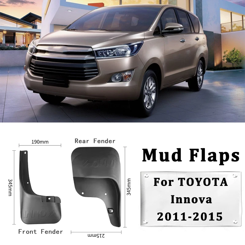 

4pcs Car Mud Flaps Fender Trim for TOYOTA Innova 2011-2015 Automotive Mudguards, Waterproof, Mud Splashing Prevent Accessories