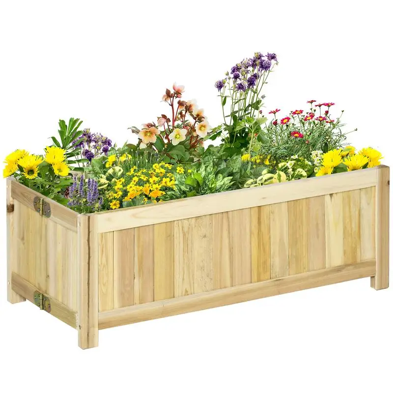 

Foldable Elevated Flower Bed, Made of Solid Wood, Highly Weather-Resistant, Dimensions: 70cm x 30cm x 25cm, Natural Wood Color.