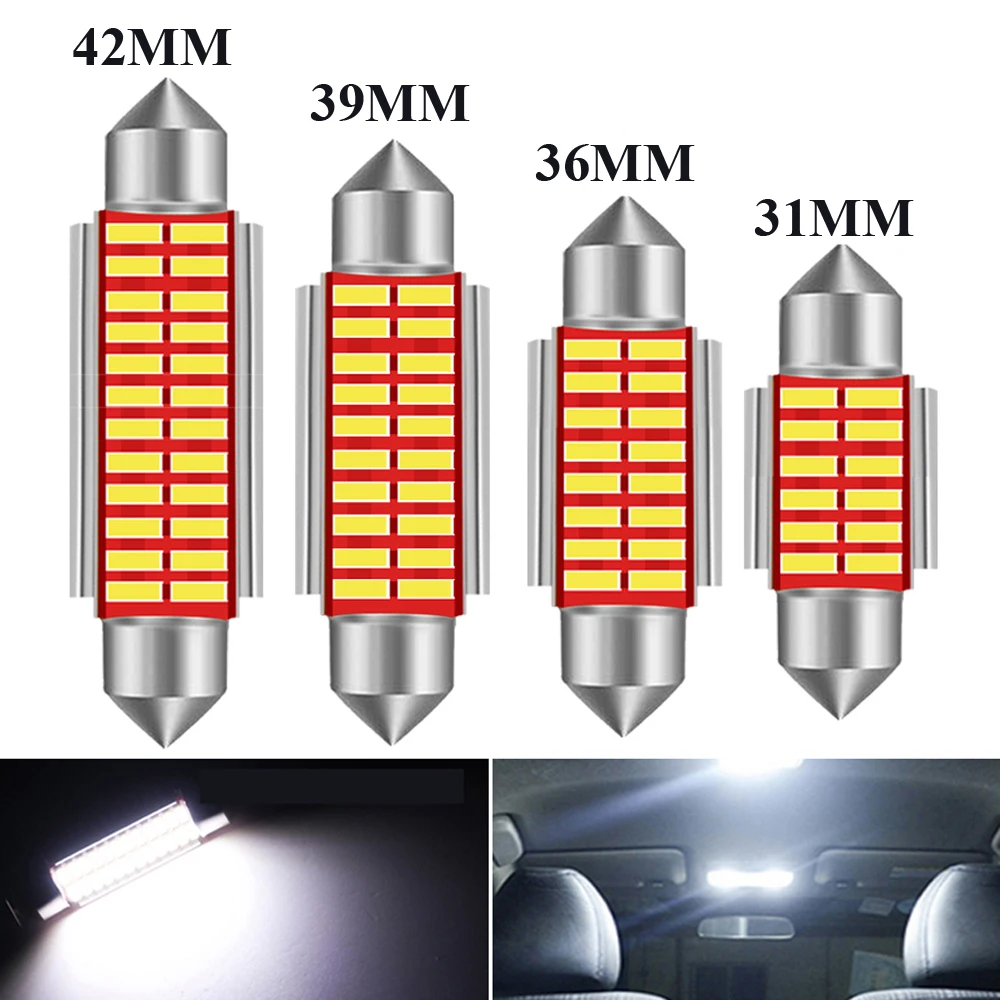 

2pcs C5W C10W Festoon 31MM 36MM 39MM 41MM 42MM Led Bulb Canbus 6411 6418 Car Interior Dome Light Reading Light DC 12V Diode Lamp