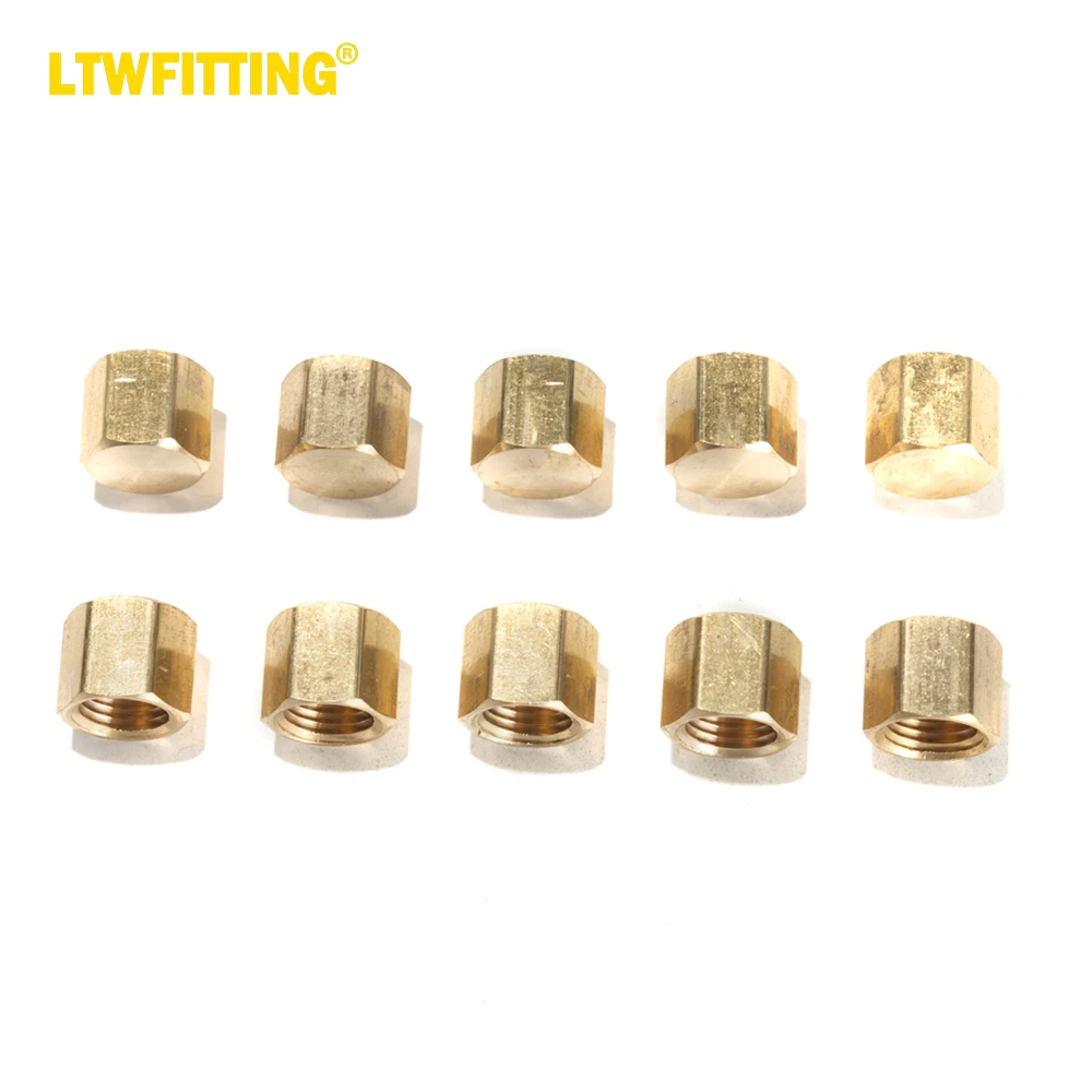 

LTWFITTING Brass Pipe Cap Fittings 1/4-Inch NPT Air Fuel Water Boat(Pack of 10)