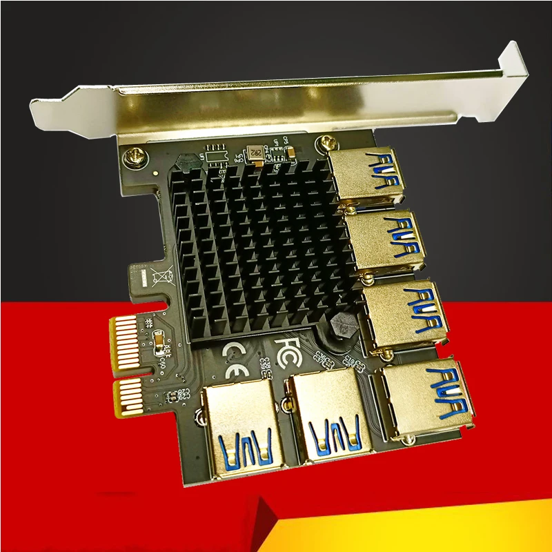 

PCI Express Multiplier Adapter PCIE 1 to 6 USB 3.0 Extender PCI-E 1 to 6 Riser Card PCIE 1X to 16X Slot for Bitcoin Miner Mining