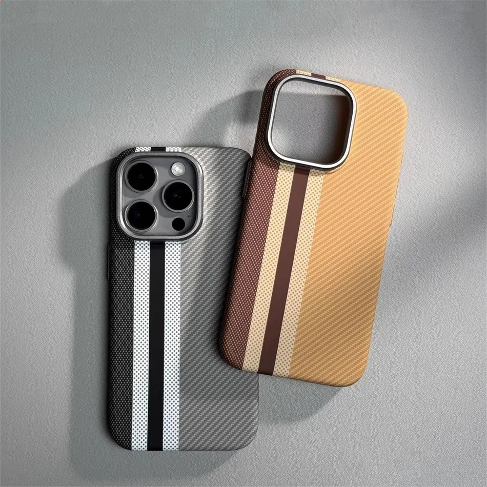 Magnetic Hit Color Carbon Fibre For MagSafe Wireless Charge Case for iPhone 12 13 14 15 16 Pro Max Alloy Lens Slim Hard PC Cover