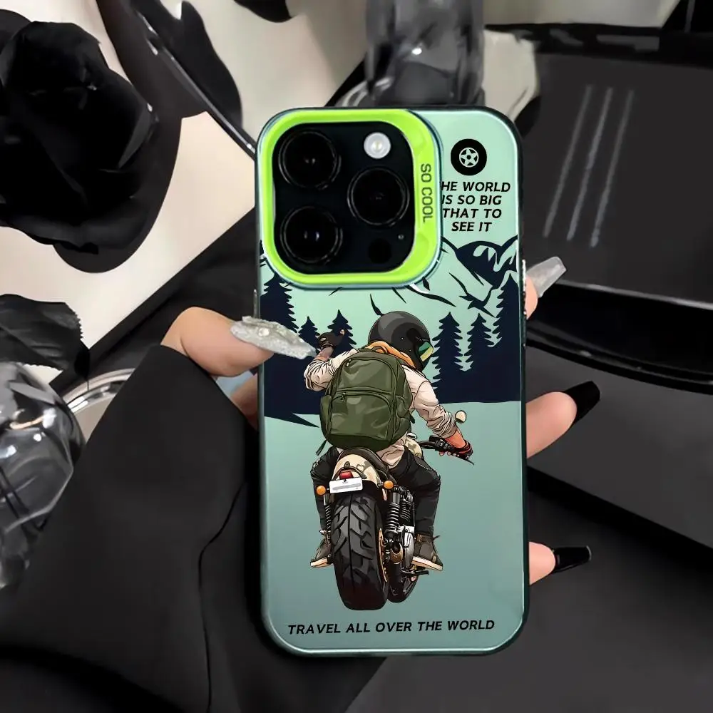 

Новый чехол для телефона из ТПУ для путешествий на мотоцикле, чехол для телефона с защитой от отпечатков пальцев для iPhone 16, 15, 14, 13, 12, 11 Pro/Max/Plus, противоударная задняя крышка
