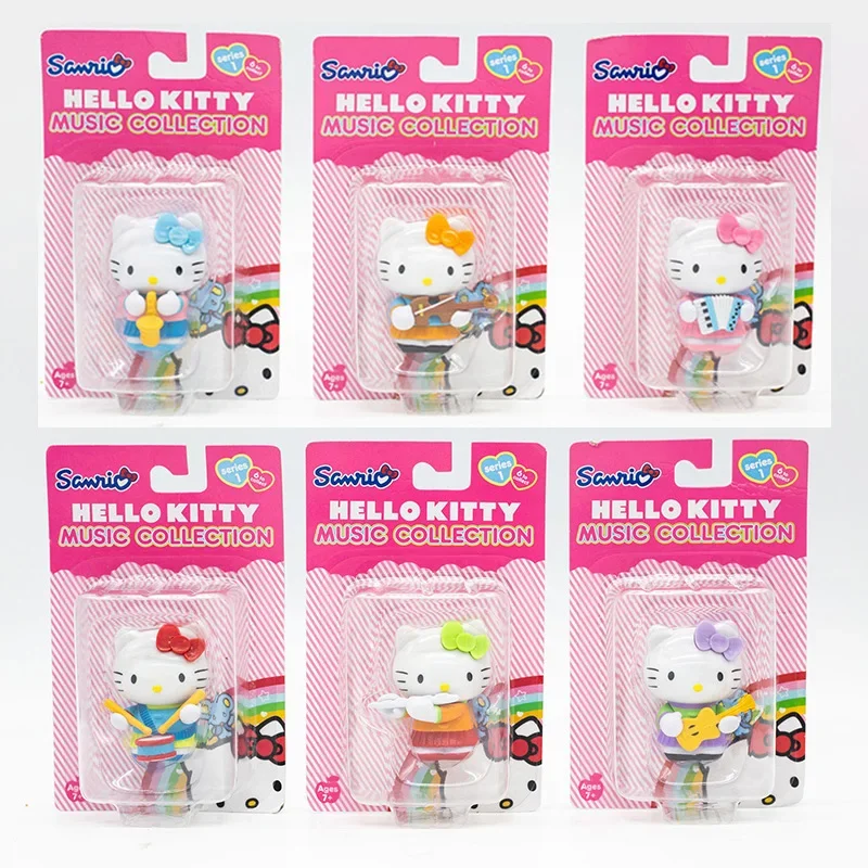 

Sanrio Hello Kitty KT Cat Music Collection Musician Kitty Doll Gifts Toy Model Anime Figures Collect Ornaments