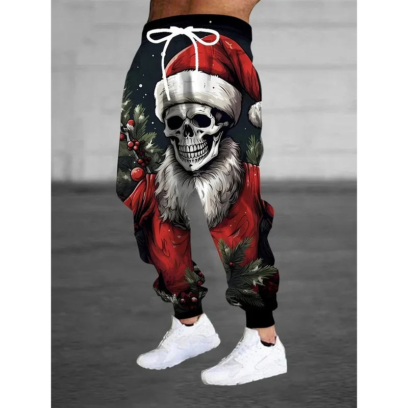 

Men's 2025 Sweatpants Christmas skull Graphics Polyester Joggers, Slim Fit Casual Lounge Pants with Pockets, Autumn Streetwear