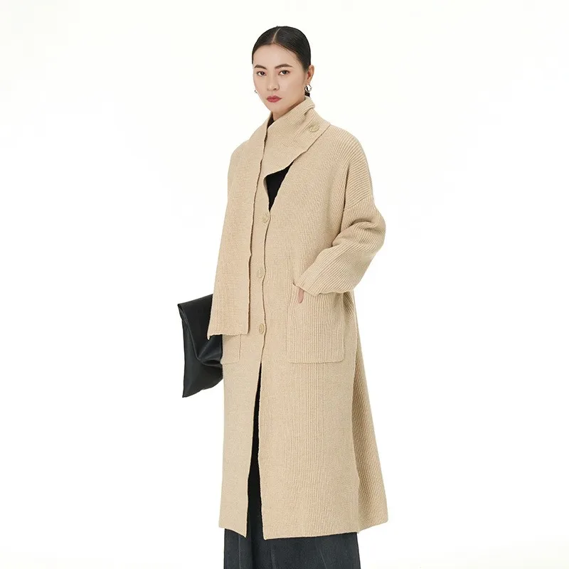 Koreanische Minderheit Design Temperament Strickjacke Herbst und Winter neue Frauen lose dünne lange Mantel