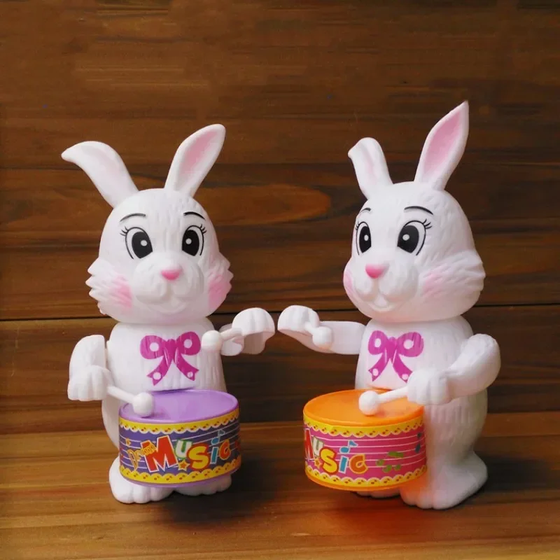 1PC Funny Cartoon Rabbit Drumming Toy Clockwork Educational Toys Gift for Kids Girls Gifts Children's Wind-up Toys Party Games