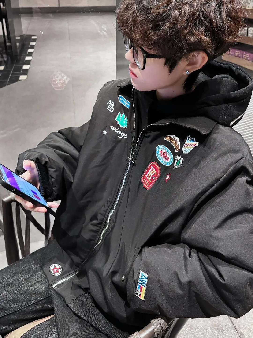 

American Sle Pilot Baseball Jaet Men's Loose ort Waterproof Spring Autumn Outerwear for Couples Casual Ox Fabric