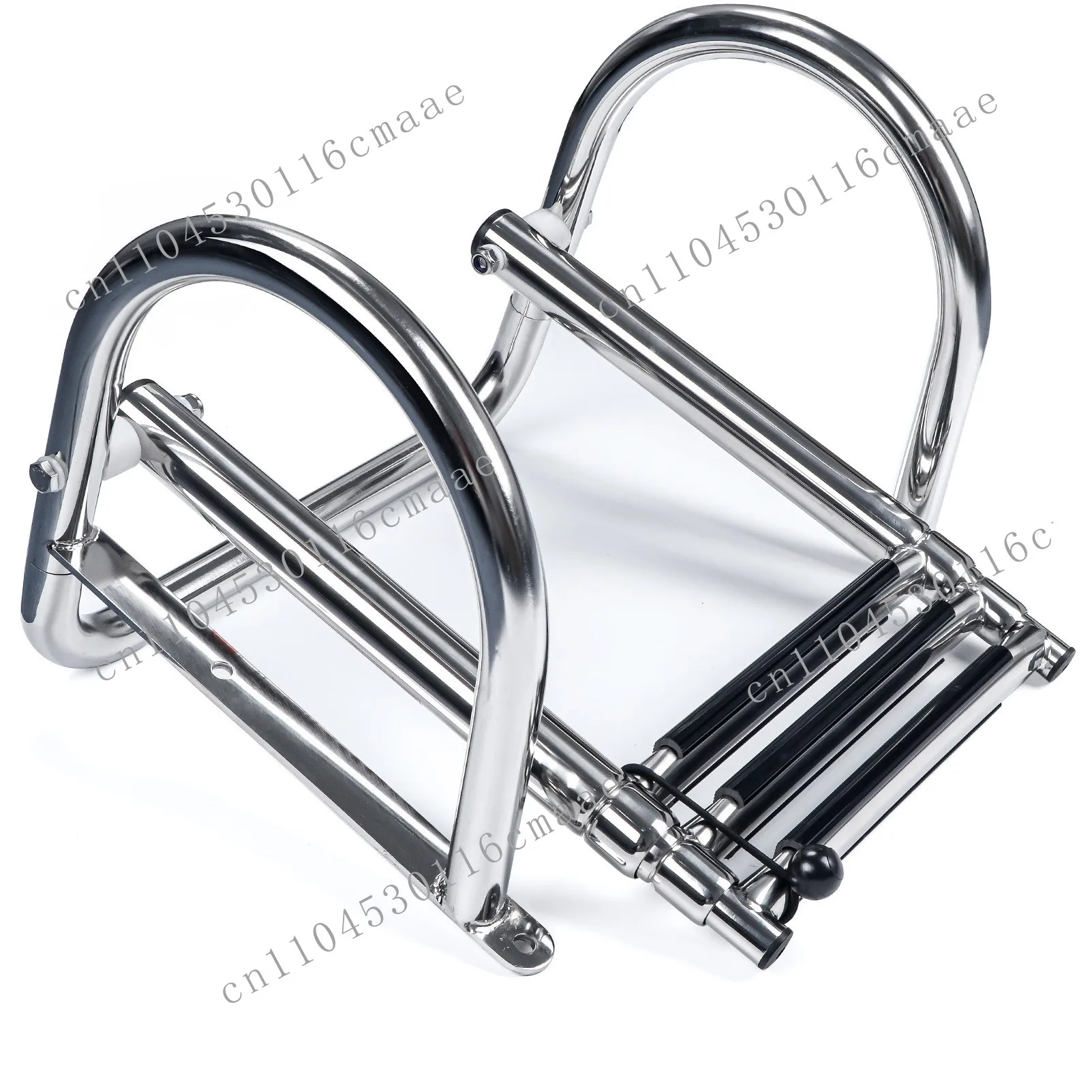304 stainless steel marine ladder, yacht speedboat hidden folding ladder, arched handrail telescopic ladder launching ladder