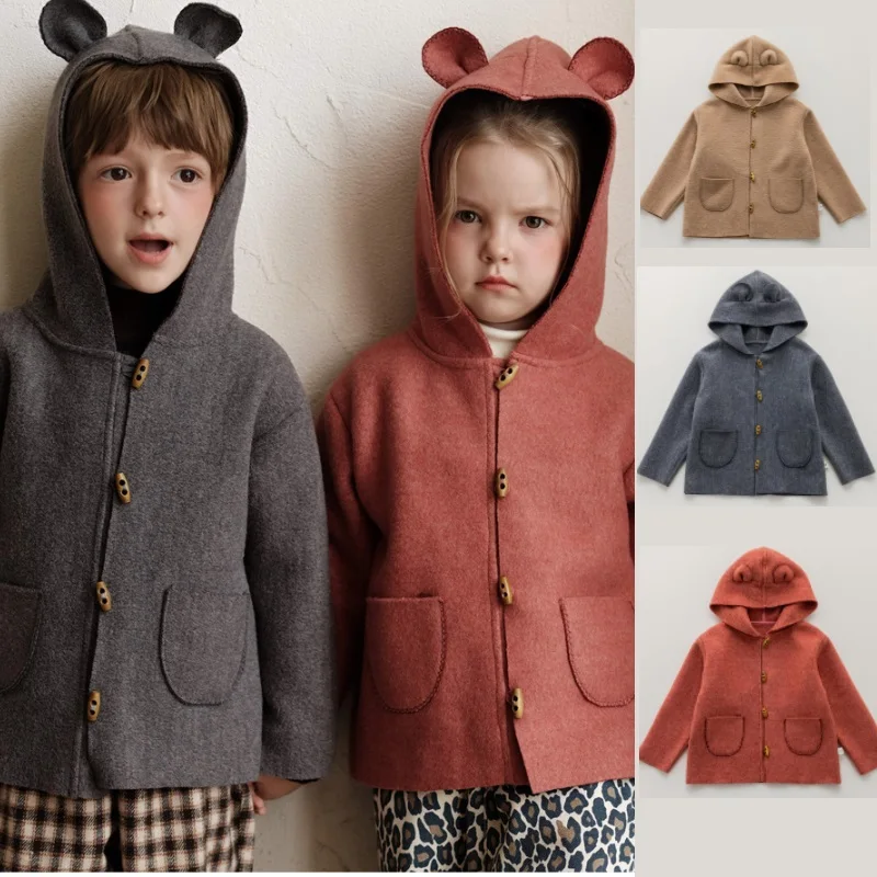 

Children's Coat 2025 Winter New Pink Fashionable Cute Versatile Girl Hooded Windbreaker Pure Cotton Thick Warm Soft Boy Jacket