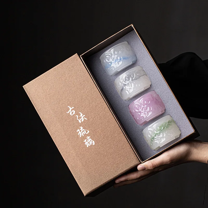 Juego de Vasos de Licor de Vidrio Glaseado con Flores Rosas, 1 oz, Vasos para Degustación de Vino Sake Baijiu Chino, para el Hogar, Bar, Fiesta de Té, Regalo