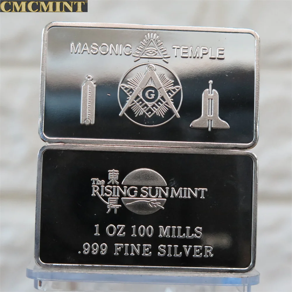 Us Coin Silver Plated 1 Oz 100 Silver Mills .999 Masonic Bar Commemorative Coins