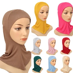 Soft Modal Inner Hijab Caps Turbans For Women Muslim Women Hijab Beanie Cap Elastic Neck Head Bonnet Hat Islamic Caps Underscarf