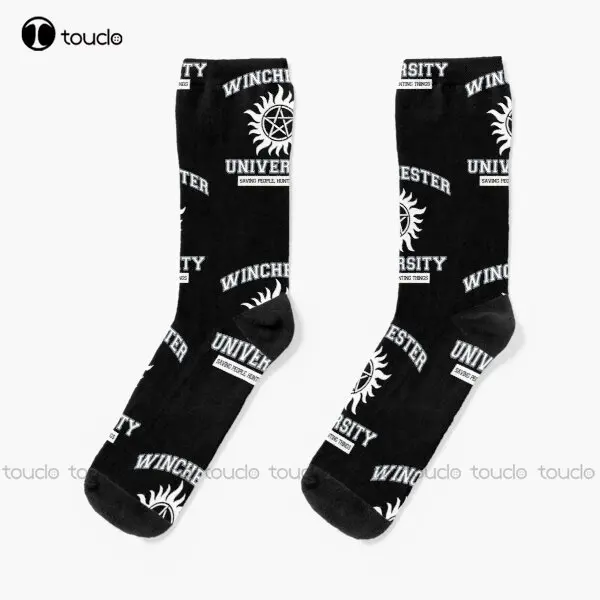 Winchester Universidad Supernatural™Calcetines de nuevos calcetines para mujer, medias con estampado Digital de 360 °, calcetines para montar en monopatín Retro