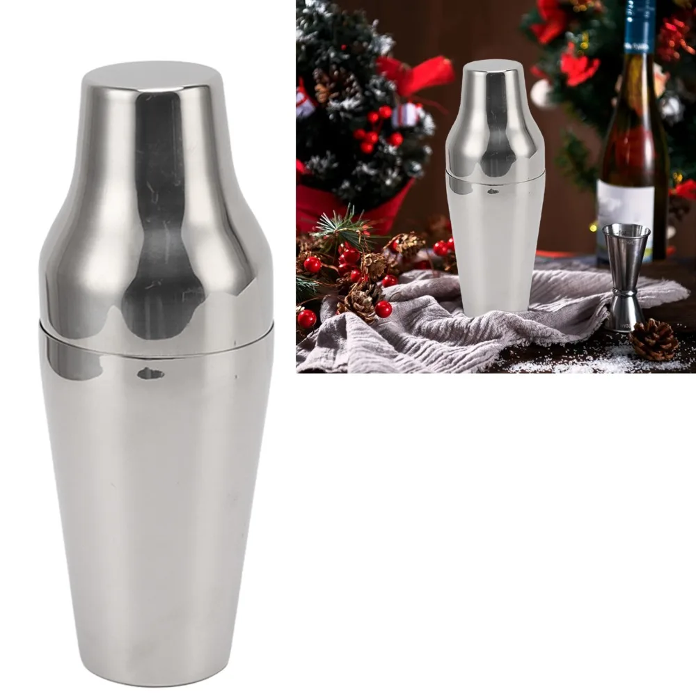 2 Piece French Style Stainless Steel Stainless Steel Drink Shaker Dishwasher Safe Drink Shaker Set 2 Section Drink Mixer Picnic