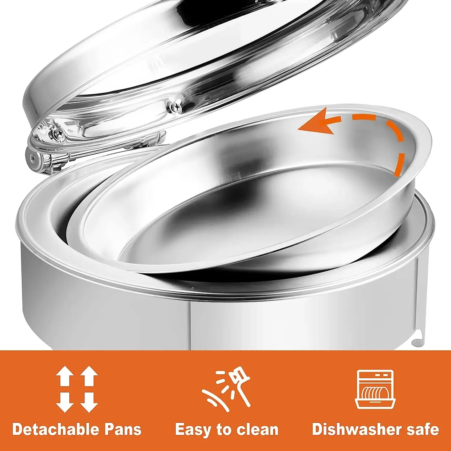 Electric Round Chafing Dish Buffet Set  Chaffing Servers With Glass Lid Chafers Buffet Food Warmer Set Chaffing Server  for part