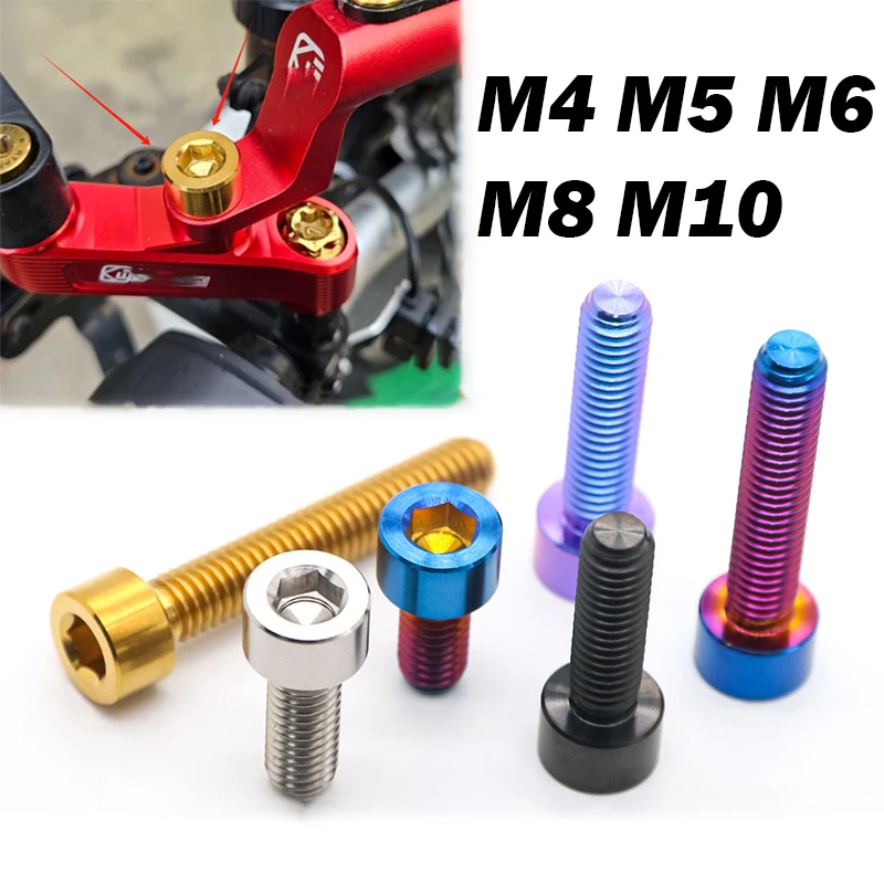 DIN912 Titanium-plated Colorful Gloden Black Stainless Steel  M4 M5 M6 M8 M10 Hex Socket Cap Head Screw L=8~55mm Titanium Alloy