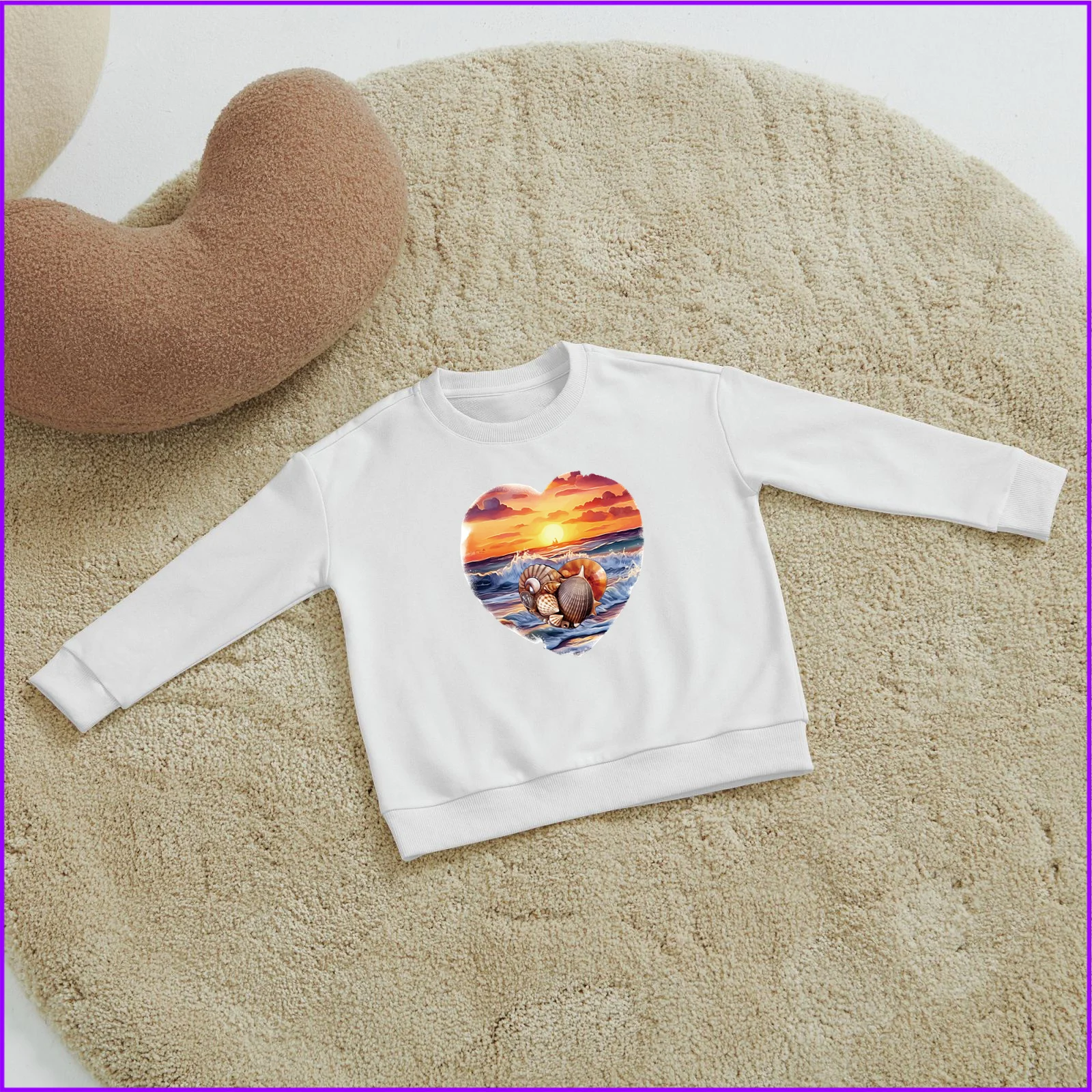 Beach Heart Sunset Sja1379 Kids Boys Girls Hoodies Sweatshirts Nightmare Wednesday Outerwear Sweaters Winter Teenagers Tees 2024