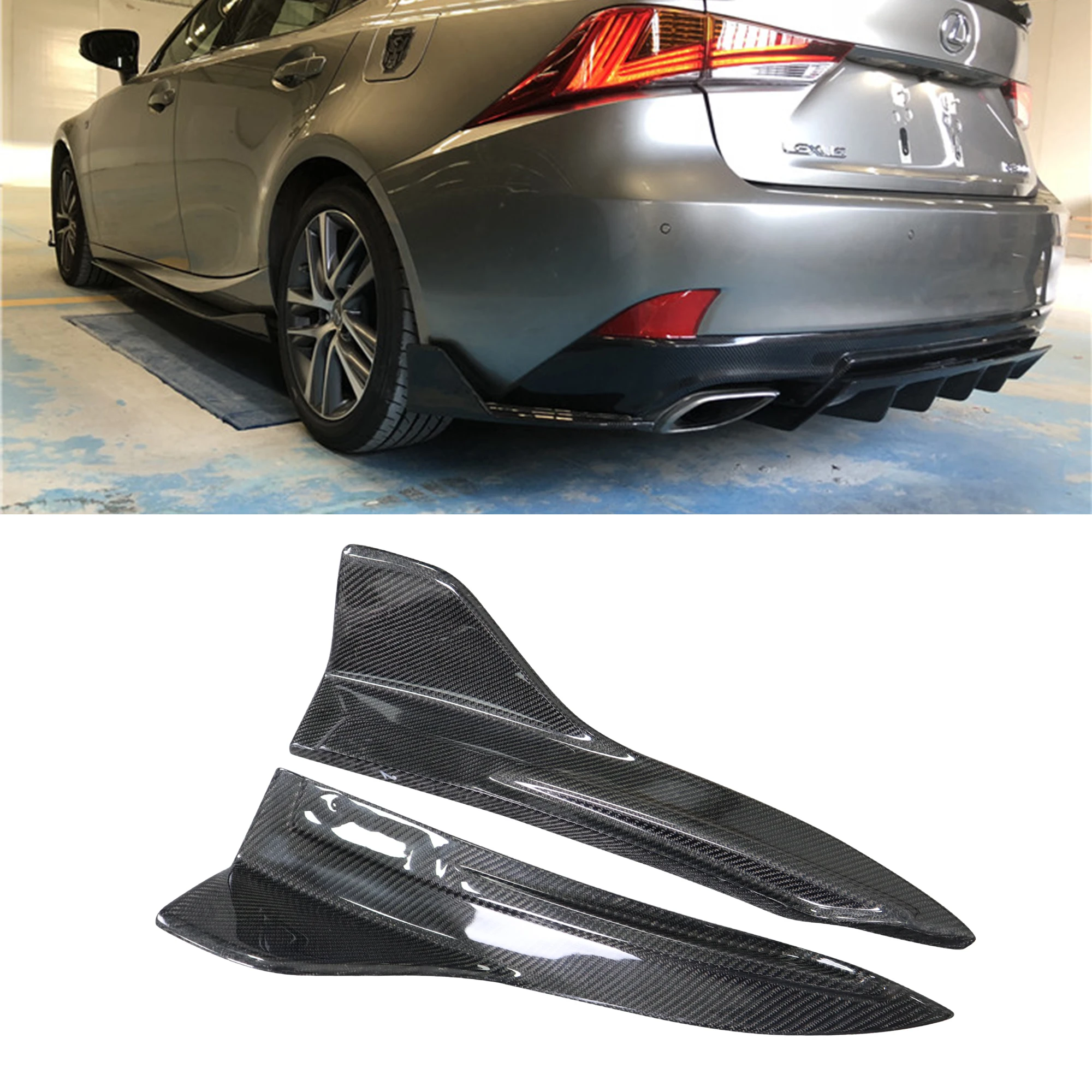 Artisan style carbon fiber car bumpers rear corners for Lexus IS