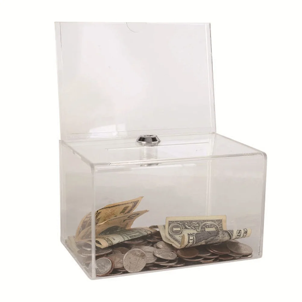

Acrylic Donation Box Lockable Transparent Ballot Suggestion Letter Complaint Fundraising Collection Voting Box