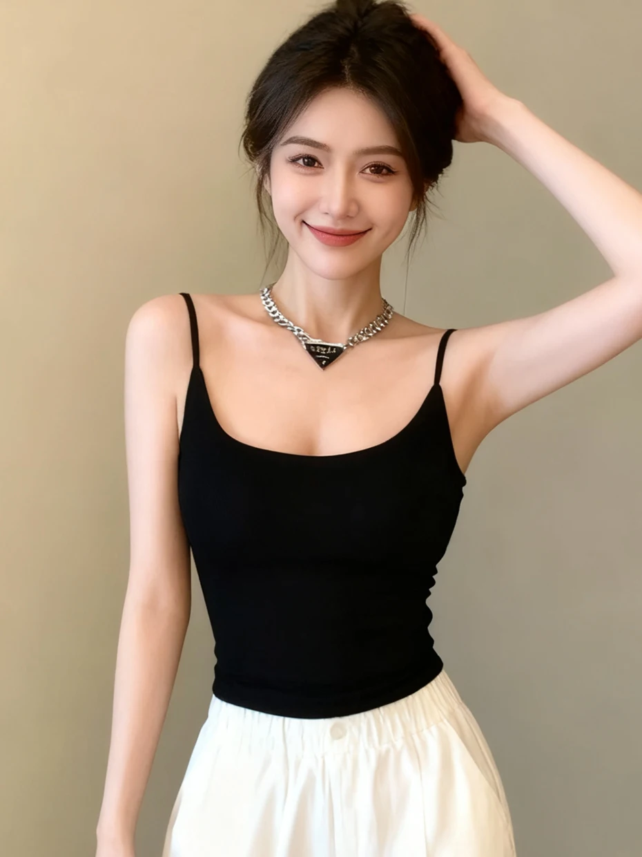 Yoga Integrated Strap Vest Women's Inner Wear with Chest Pad Sexy Back Design Base Layer Hot Girl Top Polyester Fiber High El...