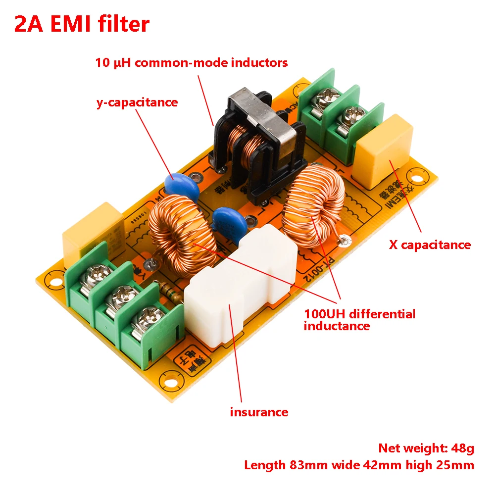 AC110-220V 2A 4A 10A 20A zasilacz filtr EMI wysokiej częstotliwości płytka filtrująca eliminuje zakłócenia elektromagnetyczne dla AMP