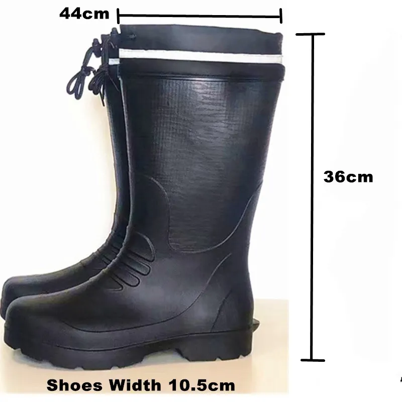 Lightweight High Tube Waterproof Rain Boots Men Outdoor Fishing Boots Wading Shoes Plus Velvet Fleece Liner Warm Rain Shoes