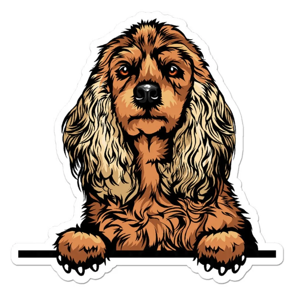 Peeking Cocker Spaniel Vinyl Decal Sticker Indoor Outdoor Waterproof Car Laptop Window Bumper Cool Cute Vintage Retro