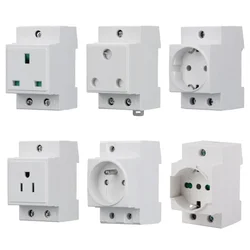 Socket DIN Rail Socket Built In Protective Contact Earthing Contact Outlet For Distribution Panel Modular Socket Power Socket