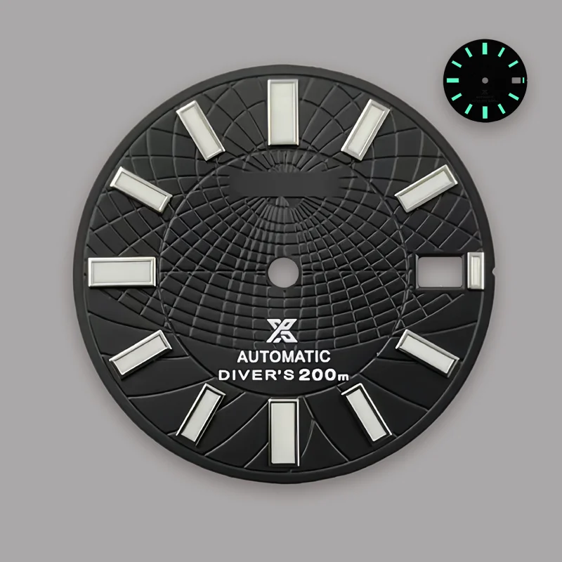 

28.5mm S dial, single date dial, green luminescence, suitable for NH35/NH36 movement modified watch parts.