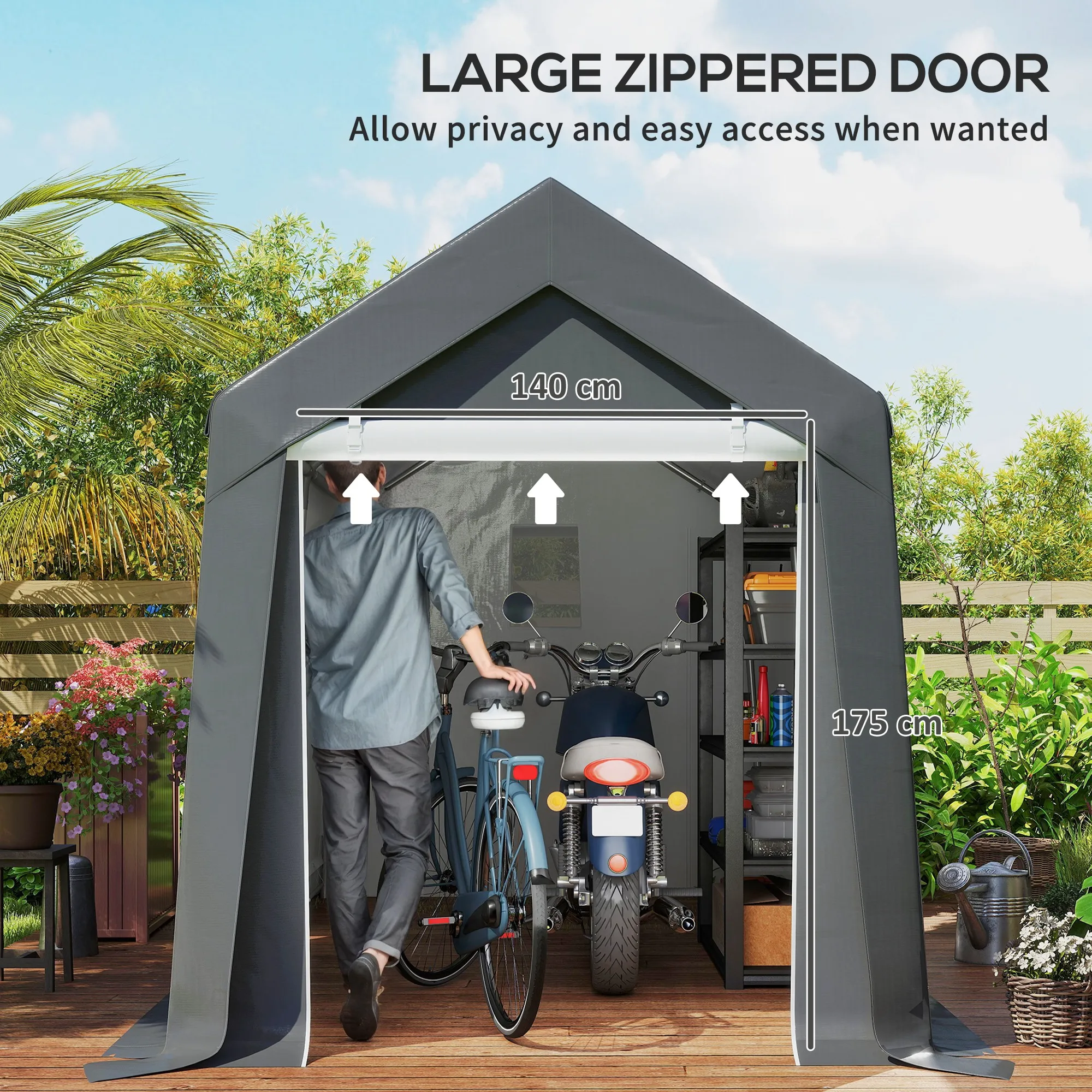 2.1 X 3.6(m) Garden Storage Shed, Waterproof and Heavy Duty Dark Grey