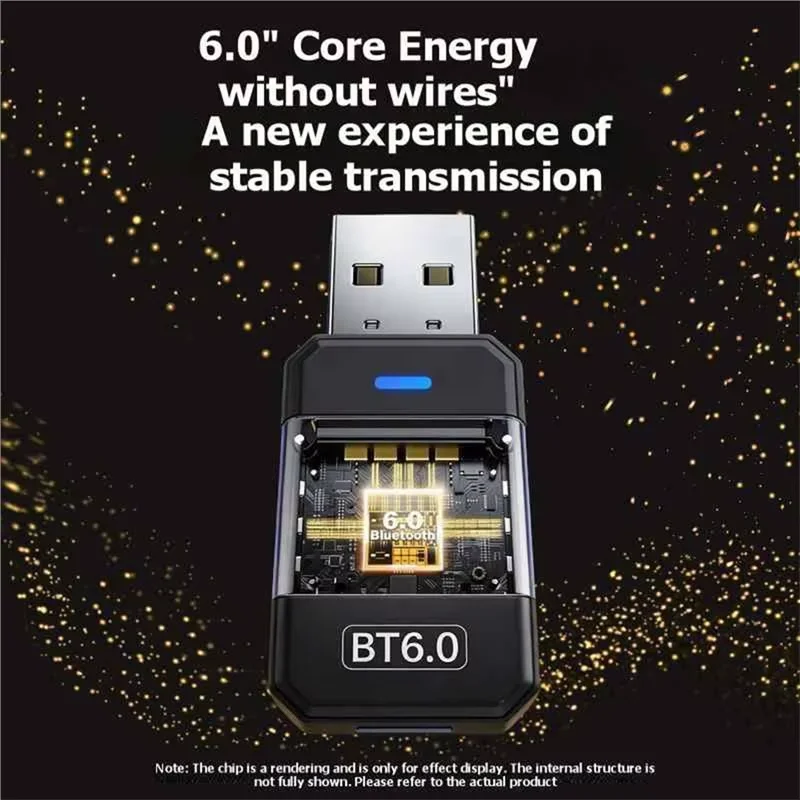 

USB-адаптер KEBIDUMEI Bluetooth 6.0, Bluetooth-приемник/передатчик для ПК с Windows 11/10/8.1, Bluetooth-приемник/передатчик для клавиатуры/мыши