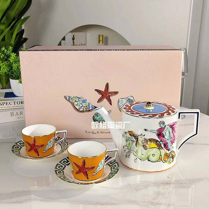 

European Style Coffee Cup Saucer Exquisite Bone China Teapot Black Tea Cups Perfect Gift for Best Friends Couples Daily Use