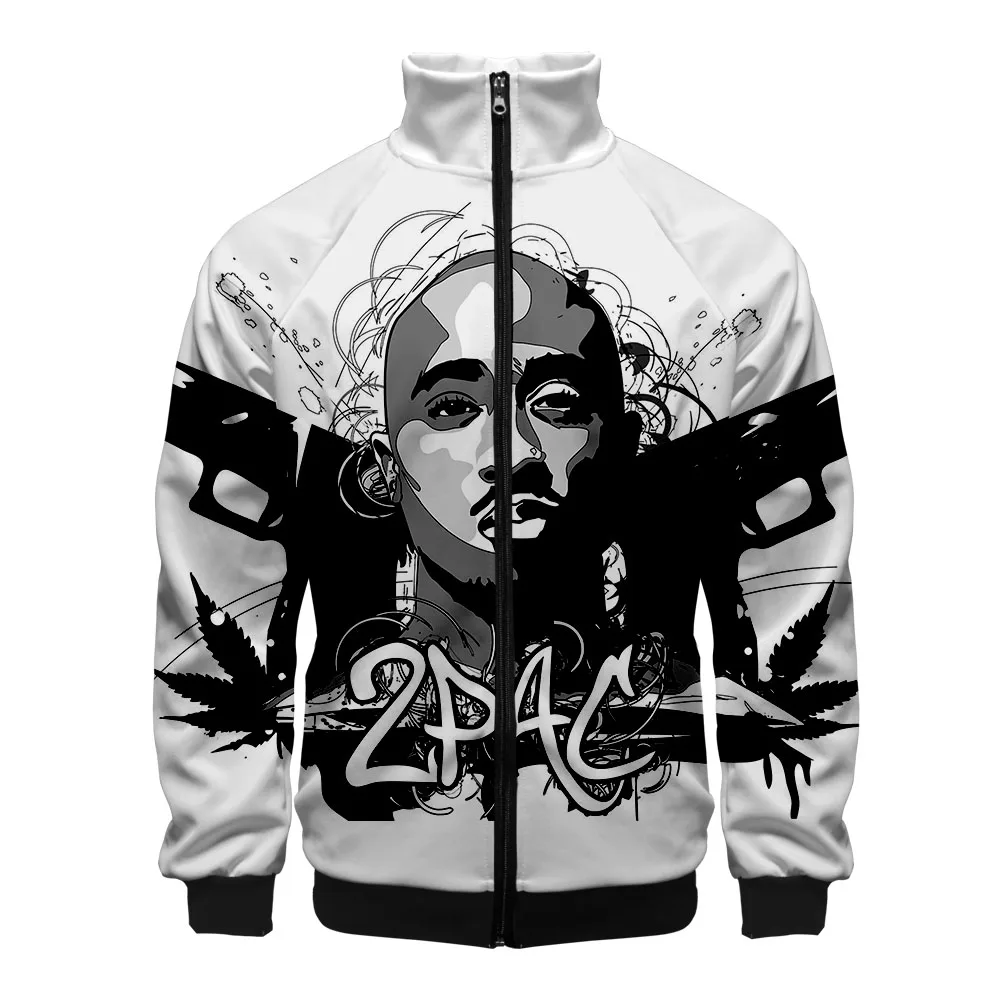 Jaket ritsleting 2PAC baru hoodie kasual dan pakaian musim semi 2PAC Sweatshirt Streetwear Fashion keren Highstreet musim gugur cetak