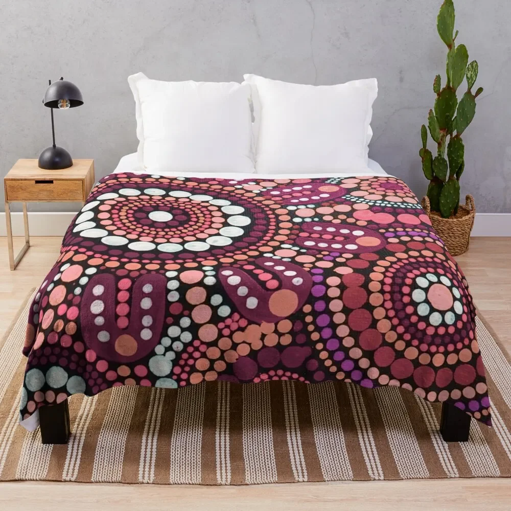 

Australian Aboriginal Rose Colour Pattern Family Gathering Throw Blanket halloween Plaid Thins Bed Fashionable Blankets