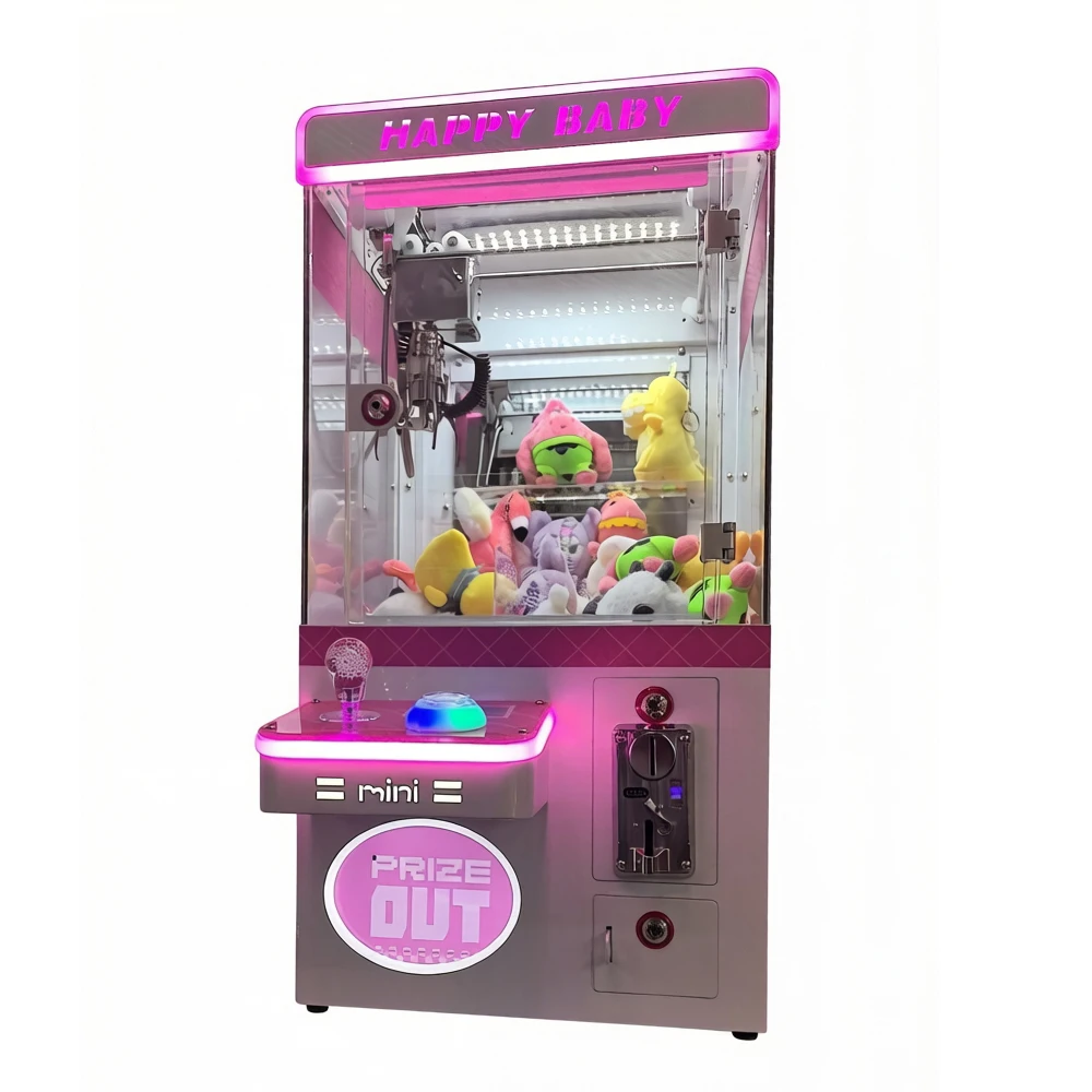 HAPPY Mini Claw Machine Toy Crane for Carnival Arcade Coin Operated KTV Cinema LED