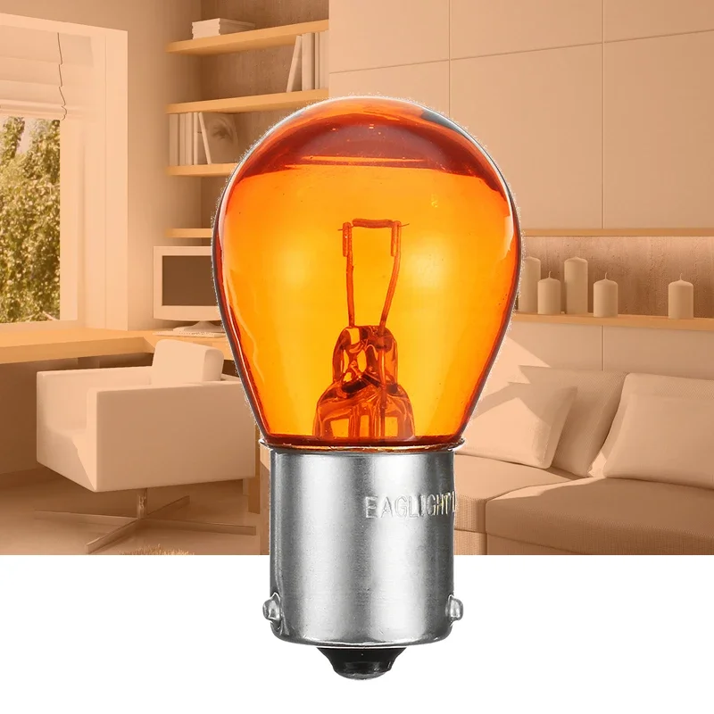 1/5/10 قطعة مؤشر السيارة ضوء الفرامل عكس مصباح مصباح إيقاف السيارة LED لمبات 12 فولت 1156 BAU15S PY21W العنبر الأصفر مصباح هالوجين تيار مستمر