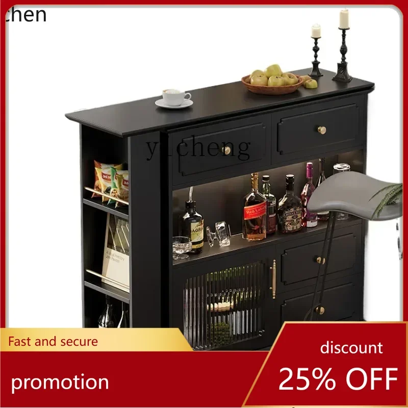 

ZMLretro bar cabinet small apartment partition dining side cabinet very narrow island cabinet integrated table