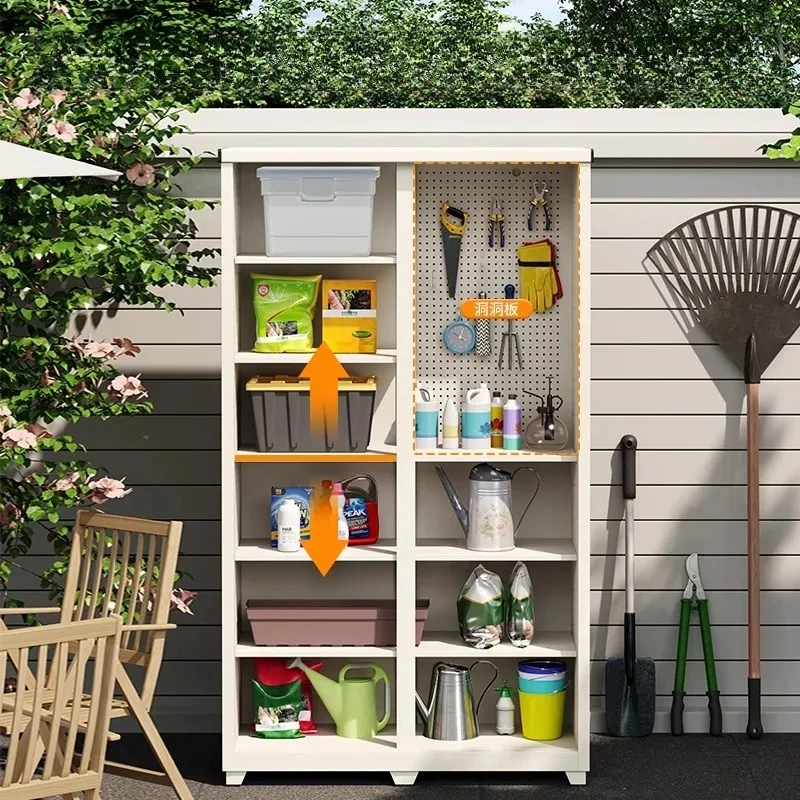 

Outdoor Garden Tool Storage Cabinet Rain Protection Sun Protection Balcony Locker Large Capacity Iron