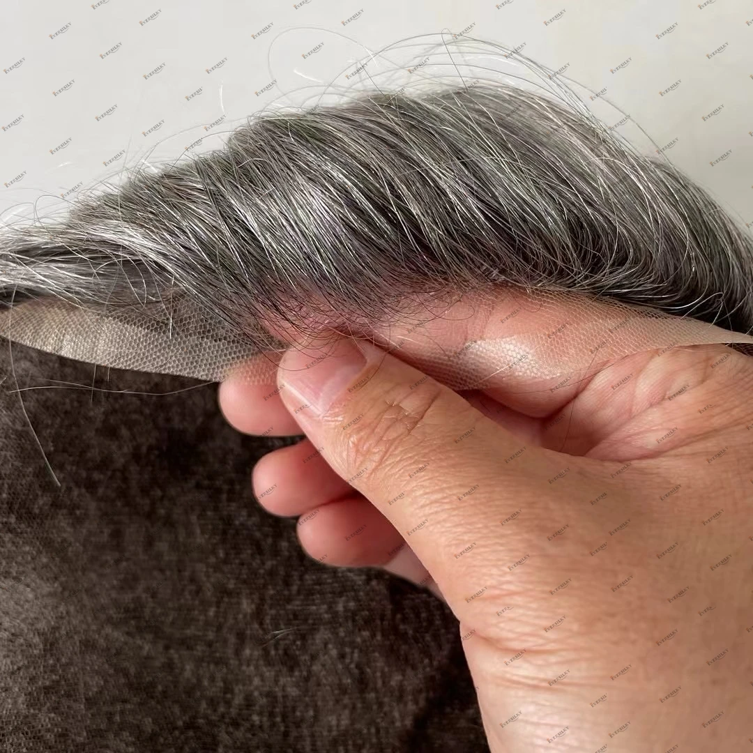 

Мужской парик из натуральных волос со швейцарским кружевом, серый, черный, коричневый, 1B65 440 # Капиллярный протез для замены волос, отбеленные узлы