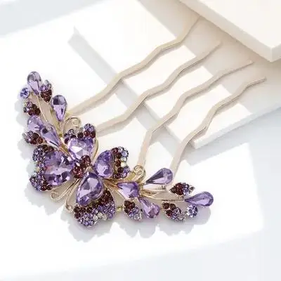 Hair Side Comb Wedding Bride Rhinestone Clip Women Compact 4-Prong Hairpin Birthday Festival Bridal Hair Accessories for Women
